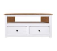 ""Printemps/été 2025"" Meuble TV d'angle - JM - Avec passage de câbles - Blanc 93x49x49 cm Pin Assortiment Panama EU3480