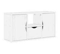 ""Printemps/été 2025"" Meuble TV moderne - JM - avec tiroir ODDA blanc 79x24x40 cm bois massif pin EU3525