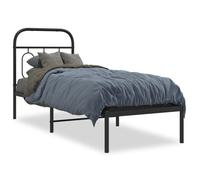 ""Printemps/été 2025"" Structure de lit - SOLOMON - pour Adulte/enfant, métal, sans matelas, avec tête de lit noir 75x190 cm LV3054