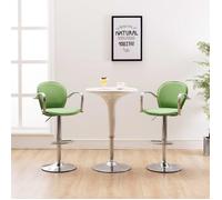 ""Printemps/été 2025"" Tabourets de bar avec accoudoir lot de 2 - SOLOMON - vert similicuir - 49x53x(87.5 -108.5) cm LV1296