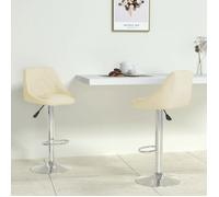 ""Printemps/été 2025"" Tabourets de bar lot de 2 - SOLOMON - crème similicuir - 44x46x(82-103) cm LV1867