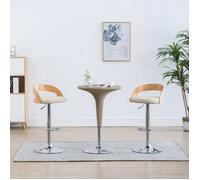 ""Printemps/été 2025"" Tabourets de bar lot de 2 - SOLOMON - crème similicuir et bois courbé - 46.5x45x(80 - 100.5) cm LV1417