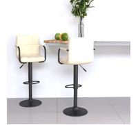 ""Printemps/été 2025"" Tabourets de bar lot de 2 - SOLOMON - crème tissu - 48x47x(90-111) cm LV837