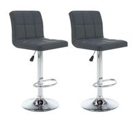 ""Printemps/été 2025"" Tabourets de bar lot de 2 - SOLOMON - gris similicuir - 40x47x(90-111) cm LV722