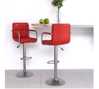""Printemps/été 2025"" Tabourets de bar lot de 2 - SOLOMON - rouge bordeaux similicuir - 48x47x(90-111) cm LV735