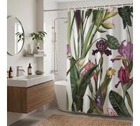 Printemps Rideau de Douche 140x190cm Rideaux de Douche Iris, Tissu Polyester Imperméable Salle de Bain Lavable en Machine Rideau Baignoire Anneaux Accessoires Baignoire ZO-169