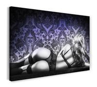 Printistico Impression sur toile (60x40 cm) photographie de femmes de style burlesque - tableau érotique, cadre en bois véritable avec crochet,