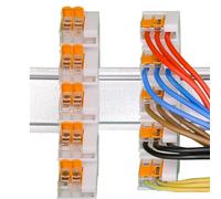 Printtastisch Support pour Bornes WAGO 221 sur Rail DIN, Lot de 2 (jusqu'à 10 Bornes), Compatible 221-412/413 / 415, Montage sans Outil sur Rail DIN 35 mm, PETG Fabriqué en Allemagne