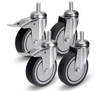PRIOstahl Roulettes de transport pivotantes pour meubles avec trou arrière de 75 mm et frein - Charge maximale : 240 kg - Roulettes à déroulement sans trace pour meubles, table de travail, atelier