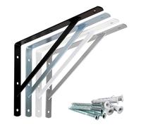 PRIOstahl Support d'étagère robuste - 200 x 300 mm - Noir - Équerre d'étagère Heavy Duty - Console pour charges lourdes - Support d'angle avec vis et chevilles
