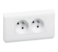 Prise 2 p?les + terre Legrand Mosa?c blanc lot de 2