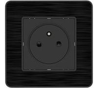 Prise 2P+T 16A - Easy Eject complet - métal Noir brossé Kouro - Zenitech Noir G