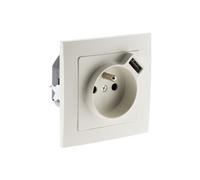 - Prise 2P+T 16A encastrable + USB 2,1A - blanc