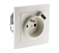 Prise 2P+T 16A encastrable + USB 2,1A - blanc - Zenitech