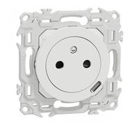 Prise 2P+T affleurante + USB-C 18W Power Delivery - Blanc - Odace II SCHNEIDER