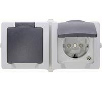 Prise 2P+T avec clapet Kopp 137056002 Nautic gris