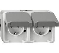 Prise 2P+T avec clapet Merten 4074947 AQUASTAR gris clair