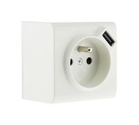 Zenitech Prise 2P+T et USB en saillie - Blanc