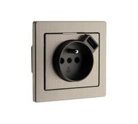 Prise 2P+T + USB encastrable Inox Art'Flat - Zenitech G