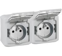 Prise 2x2P+ obturateurs Forix blanche 16A-250V 782377