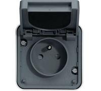 Hager Prise de courant complète Cubyko WNC100 2P+T 16A 1 poste IP55 Saillie Gris