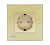 Prise à encastrer simple PNI WP101G avec cadre en verre Doré 16 A 3000 W