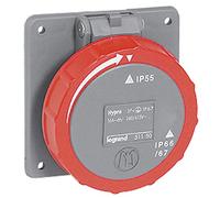 Prise à entraxes unifiés Hypra 3P+T+N - 380V~ à 415V~ - plastique - IP66/67-55
