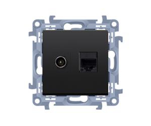 Prise antenne type F + RJ45 cat.5e Simon 10 CASFRJ455.01/49