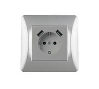 Prise - base encastrable en titane avec 2 ports USB, fabriquée en matériau durable, idéale pour une charge rapide et sûre. *