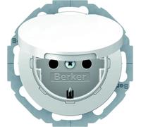 Prise Berker R.x SSD avec couvercle rabattable et protection contre les contacts accidentels, blanc polaire brillant, 1 pièce.