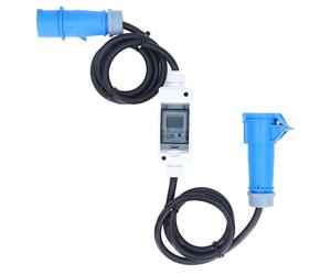 Prise CEE tripolaire 220-250 V CA, 16 A, avec compteur numérique LCD 220 V pour camping-cars et voitures électriques