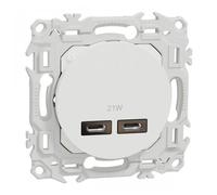 Prise chargeur double USB type C+C Odace II - Blanc SCHNEIDER
