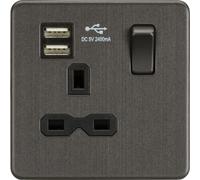 Prise commutée sans vis 13 A 1 G avec double chargeur USB ; 2,4 A
