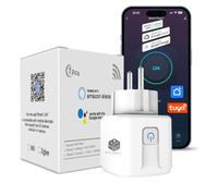 Prise Connectée 20A - Smart Plug Connecté Wifi - Contrôle & Mesure de la Consommation d'Énergie - Accessoire Maison Compatible avec Google Home et Alexa - Prise Programmable Tuya 20A - Blanc Type F