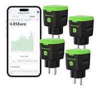 Prise Connectée Alexa 4 Prises WiFi d'extérieur avec mesure du courant IP44 | Minuterie d'extérieur Prise Connectée Application Smart Life -Télécommande vocale Compatible avec Alexa/Google Home 16A 4000W