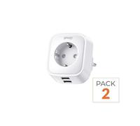 Prise Connectée Intelligente WiFi 2.4GHz 16A Blanche + 2 Ports USB 2.1A (Lot de 2)