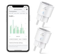 Prise Connectée WiFi (Type F), Mini Prise Intelligente EIGHTREE, Compatible avec Alexa, Google Home, SmartThings, Suivi de la Consommation d'énergie, Wi-Fi 2,4 GHz Requis, 16A, Pack de 2