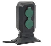 Prise d extérieur avec piquet à 2 voies noir vert 15,5x11x24 cm