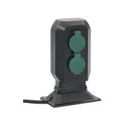 vidaXL Prise d'extérieur à piquet 4 voies – Noir/Vert – 15,5×11×24 cm