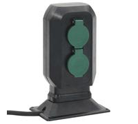 vidaXL Prise d'extérieur avec Piquet à 4 Voies Noir Vert 15,5x11x24 cm, Prise de Courant d'extérieur, Prise de Courant de Jardin, Distributeur d'énergie d'extérieur
