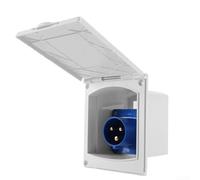 Prise d'alimentation 16 A pour prise d'entrée CEE 230 V IP44 encastrée pour caravane, camping-car, camping-car, boîte d'alimentation électrique externe carrée noire (blanc)