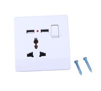 Prise D'alimentation Murale Blanche à Double Usb, 3 Broches | Interrupteur Marche Arrêt Intégré, Charge de Deux Appareils, Installation Simple, Vis Fournies pour Usage Quotidien