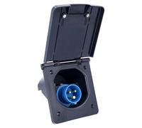 Prise d'alimentation pour caravane, norme CEE, 230V/16A, 3 pôles, indice de protection IP44, couleur noire