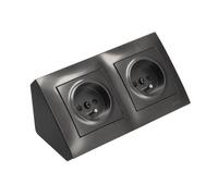 Prise d'angle double 2x230V Type F 16A anthracite Kontakt Simon