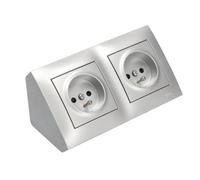 Prise d'angle double 2x230V Type F16A argent Kontakt Simon