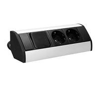 Prise d'angle ORNO GM-9002 / W-G (GS) 2 Compartiments avec Interrupteur et sécurité Enfant 45 ° Montage en saillie, 3680W (Noir) - Produit pour Le Marché Allemand.