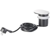 Revolt Prise de bureau ronde encastrée avec port de chargement USB - Coulissante