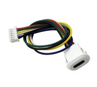 Prise de charge USB-C 6 broches 5 A charge rapide, prise de raccordement de type C étanche avec bornes, bloc d'alimentation robuste pour l'industrie et l'extérieur, noir (blanc)