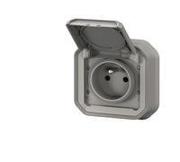 prise de courant - 2p+t - gris - encastré - legrand plexo 069831l