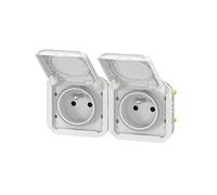 prise de courant - 2 x 2p+t - horizontale - blanc - composable - legrand plexo 069642l